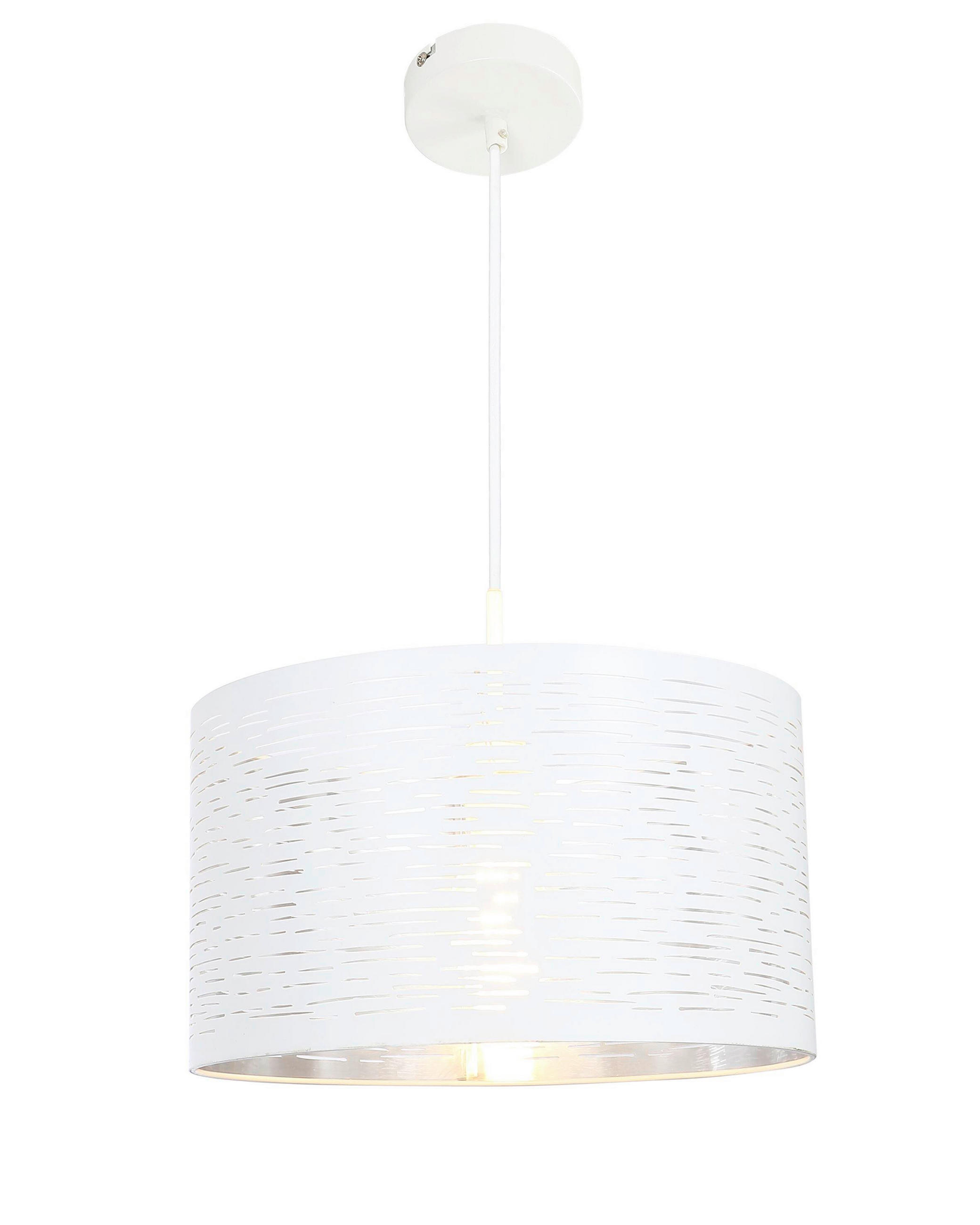 HÄNGELEUCHTE 38/120 cm  - Chromfarben/Weiß, Design, Kunststoff/Metall (38/120cm) - Globo