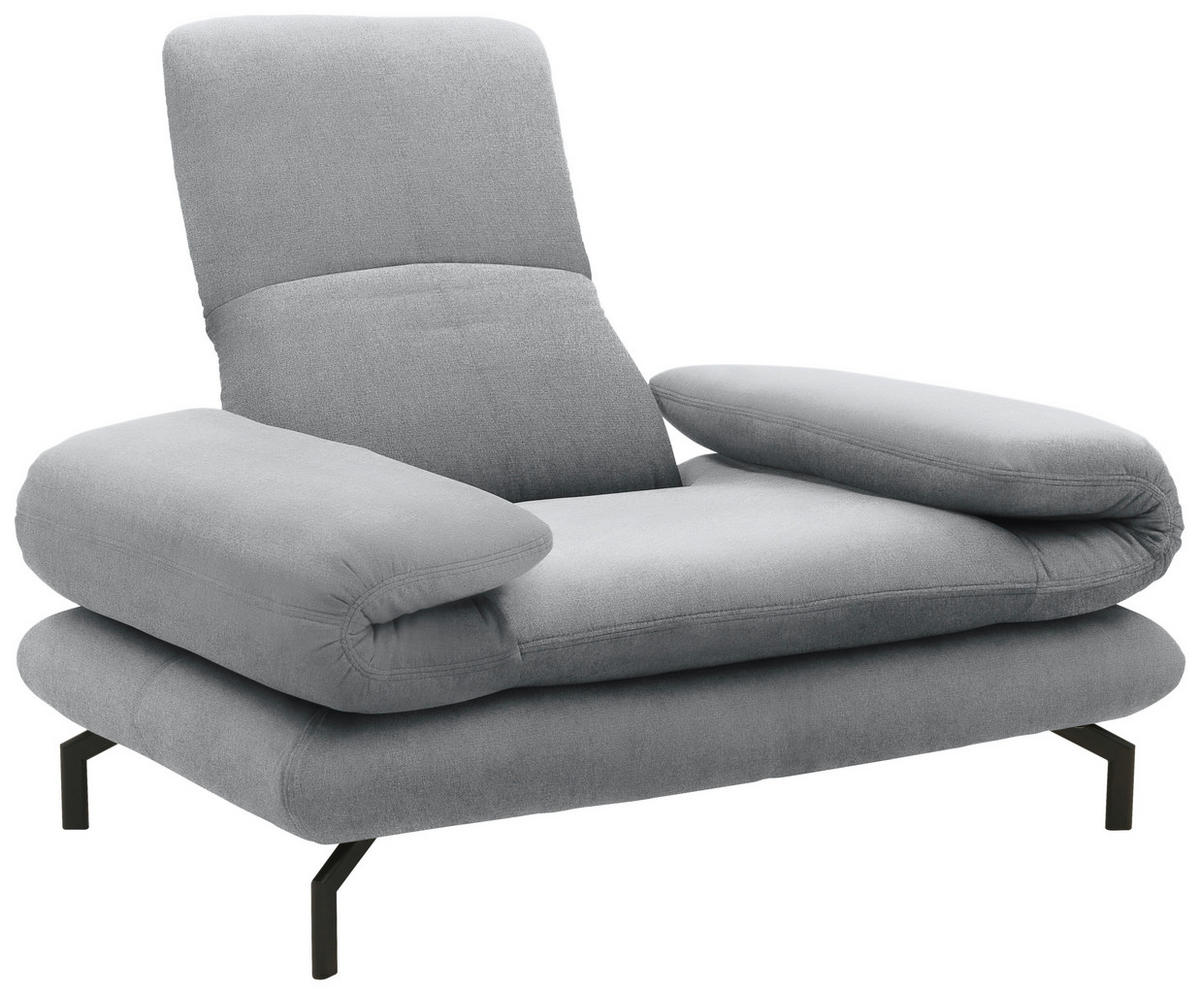 SESSEL mit Funktion in Webstoff Silberfarben  - Silberfarben/Schwarz, Design, Textil/Metall (139 (197)/83 (110)/98cm) - LOOKS by W.Joop