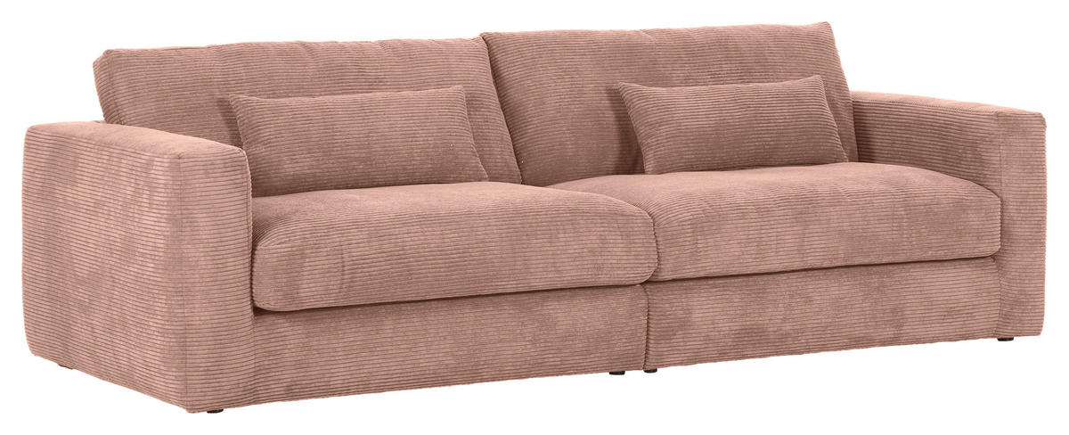 BIGSOFA in Cord Altrosa  - Schwarz/Altrosa, Konventionell, Kunststoff/Textil (260/66/115cm) - MID.YOU