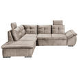 ECKSOFA in Mikrovelours Creme  - Creme/Schwarz, KONVENTIONELL, Kunststoff/Textil (217/265cm) - Carryhome