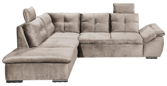 ECKSOFA in Mikrovelours Creme  - Creme/Schwarz, KONVENTIONELL, Kunststoff/Textil (217/265cm) - Carryhome