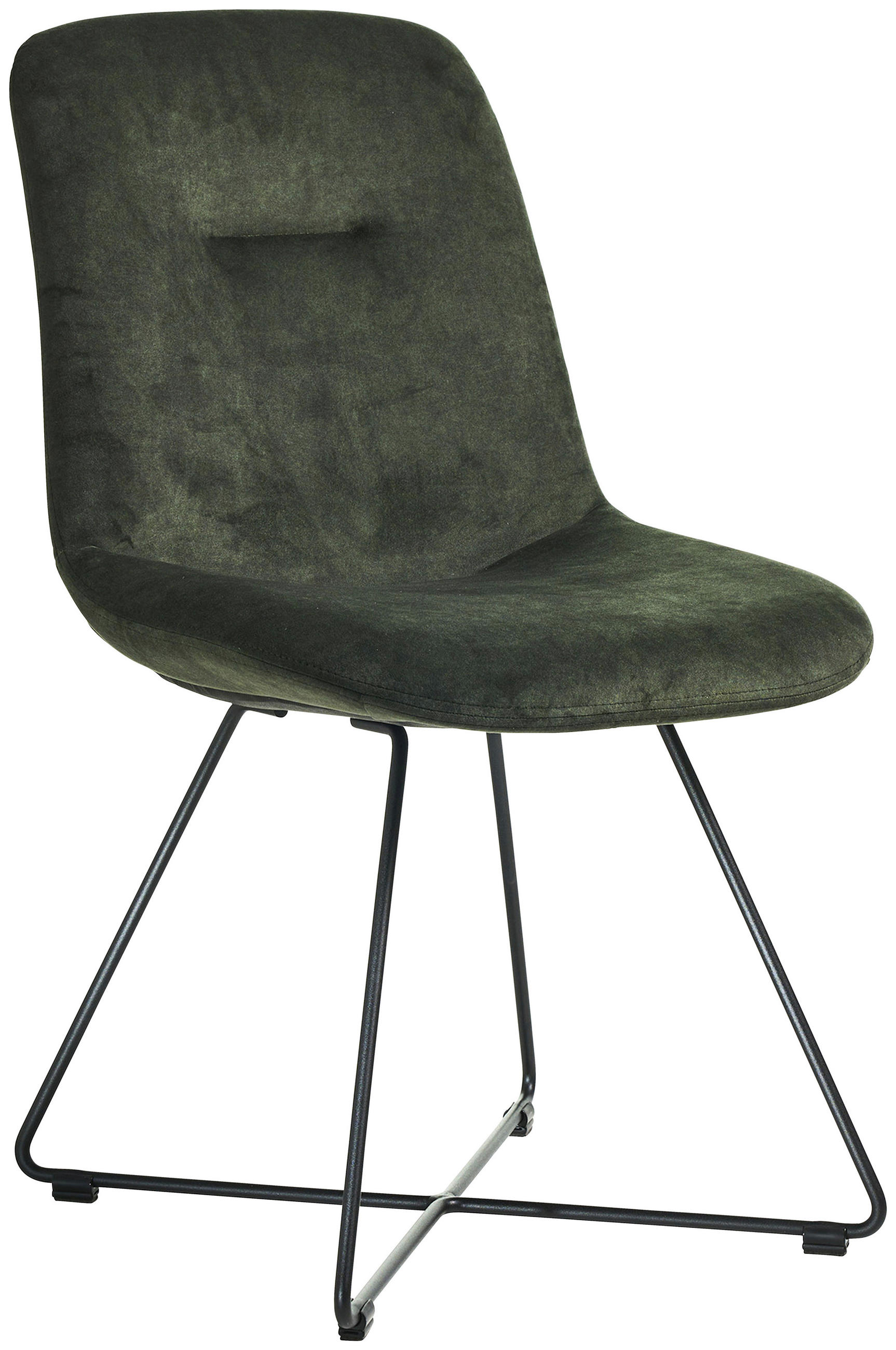 STUHL  in Edelstahl Velours Metall, Textil  - Waldgrün/Schwarz, Basics, Textil/Metall (51/89/61cm) - Celina Home