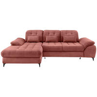 ECKSCHLAFSOFA in Cord Koralle  - Koralle/Schwarz, Modern, Textil/Metall (189/273cm) - Livetastic