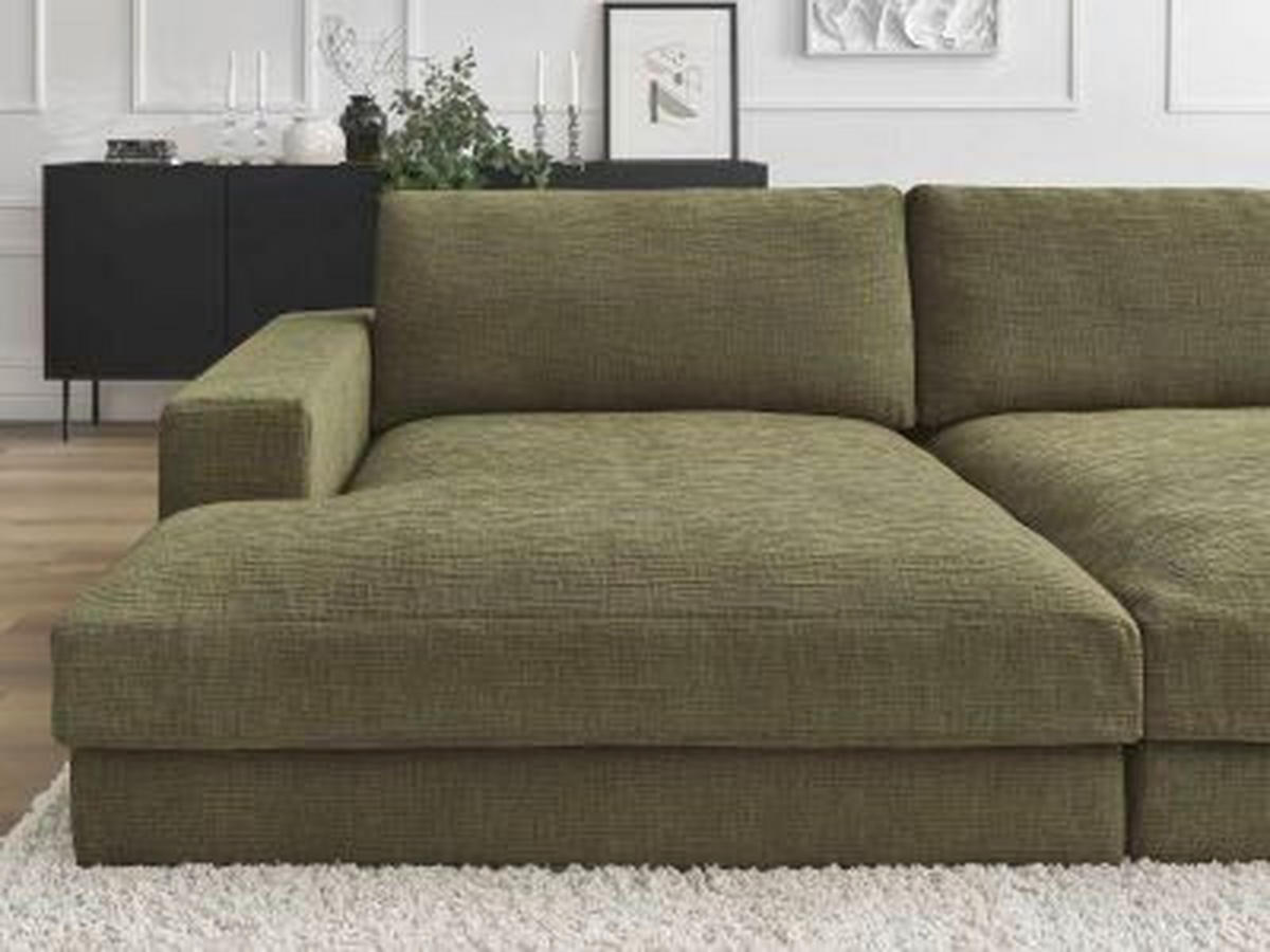 BIGSOFA LEONARD Struktur Grün  - Schwarz/Grün, MODERN, Kunststoff/Textil (274/77/159cm)