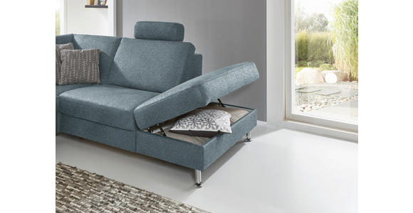 ECKSOFA in Mikrofaser Blau 275/242 cm - Blau/Alufarben, Design, Textil/Metall (275/242cm) - Dieter Knoll