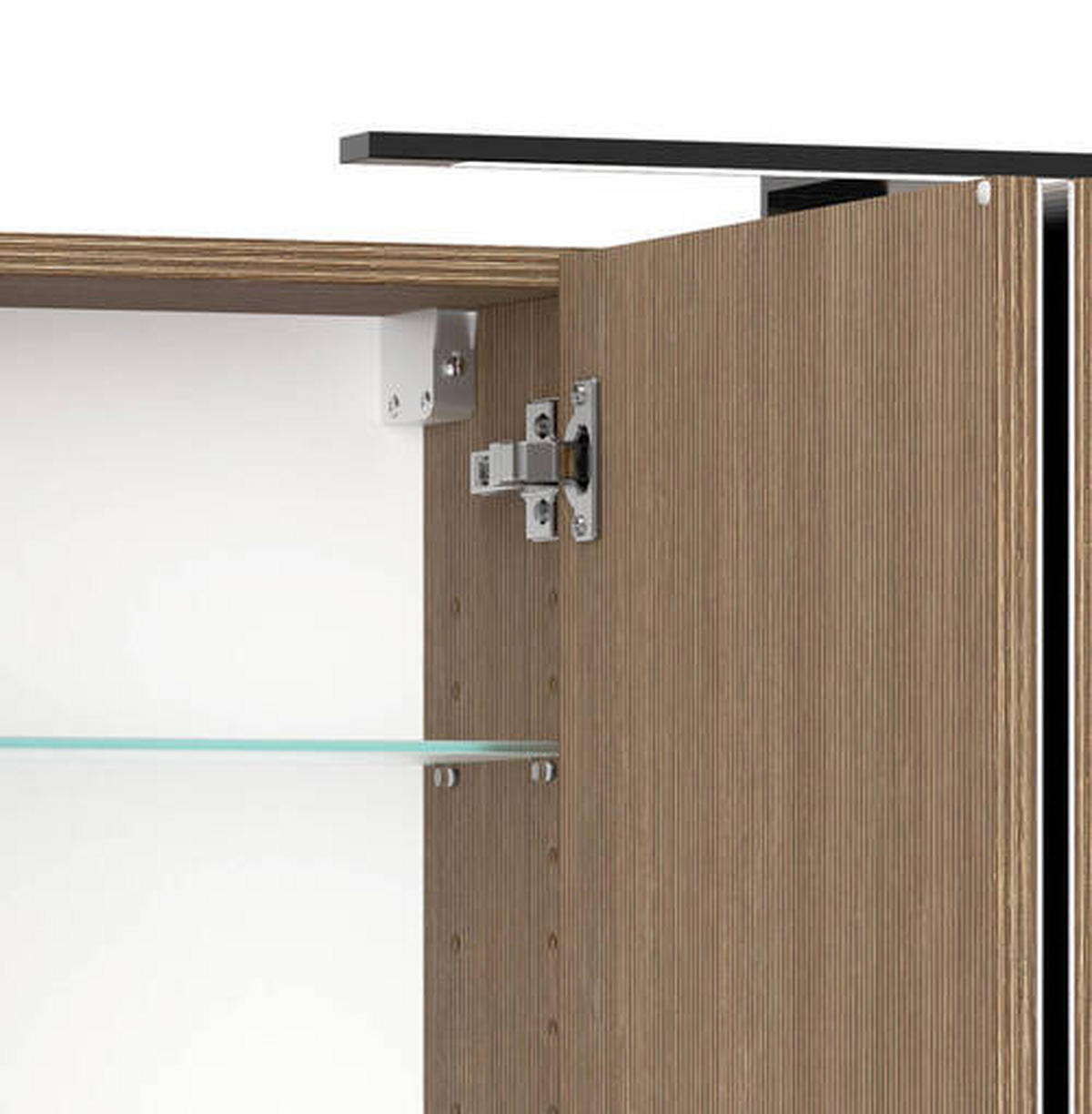 SPIEGELSCHRANK 120/64/20 cm  - Dunkelbraun/Schwarz, Natur, Glas/Holzwerkstoff (120/64/20cm) - Held