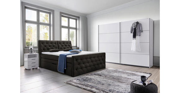 BOXSPRINGBETT 180/200 cm  in Dunkelbraun  - Dunkelbraun/Schwarz, KONVENTIONELL, Kunststoff/Textil (180/200cm) - Carryhome