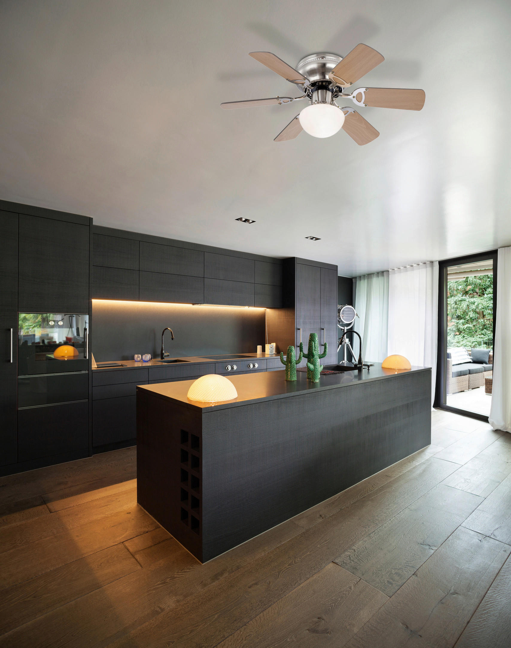 TAKFLÄKT UGO 60 W 76/28 cm  - bokfärgad, Basics, metall/trä (76/28cm) - Globo