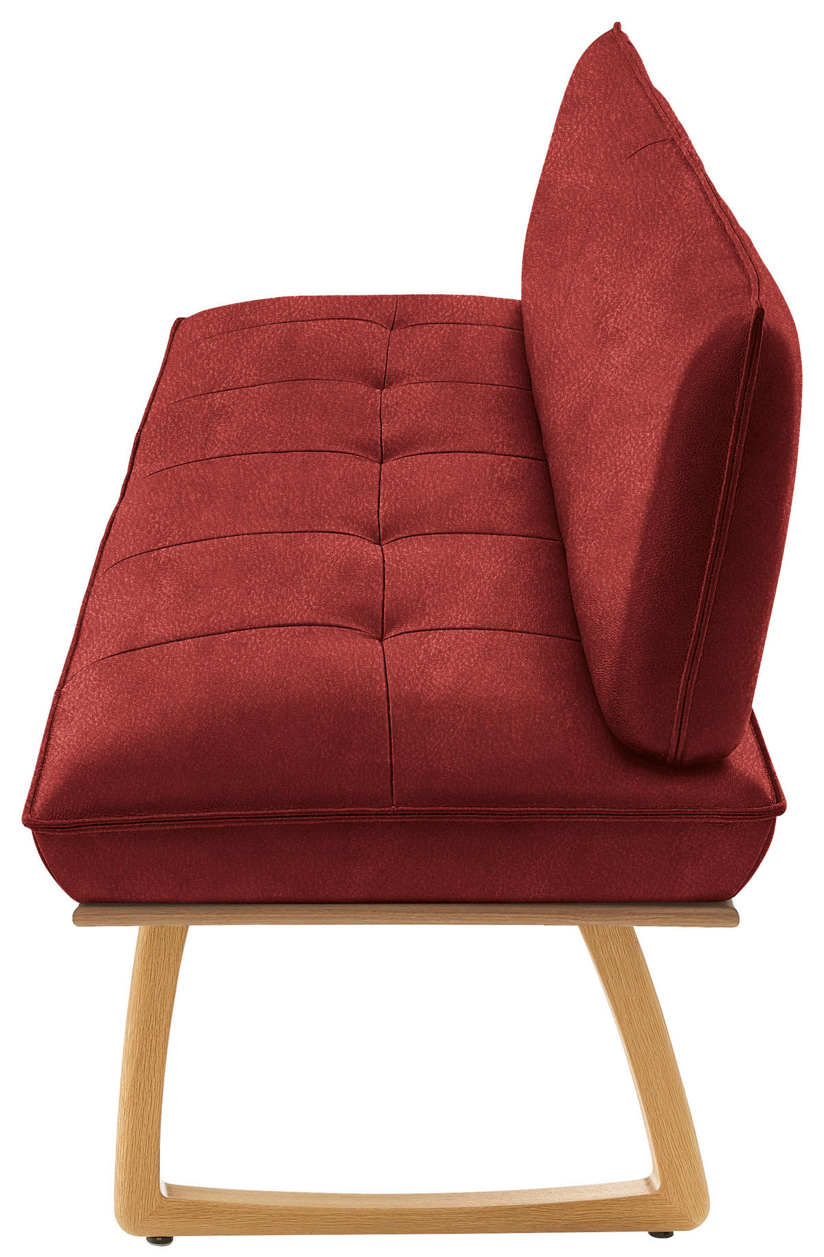 SITZBANK 214/88/66 cm  in Rot, Wildeiche  - Wildeiche/Eichefarben, Design, Leder/Holz (214/88/66cm) - Koinor