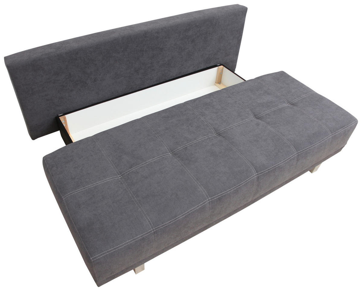 SCHLAFSOFA in Samt Anthrazit  - Chromfarben/Anthrazit, Design, Kunststoff/Textil (194/77/89cm) - MID.YOU