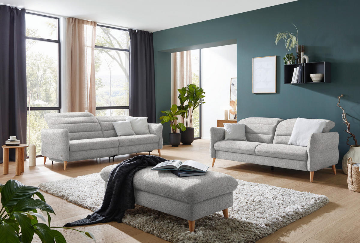 2-SITZER-SOFA in Webstoff Ecru  - Ecru/Eiche Bianco, Design, Holz/Textil (192-220/85-106/98-112cm) - Dieter Knoll
