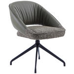 ARMLEHNSTUHL  Sitzfläche 360° drehbar, automatische Rückholfunktion Webstoff Echtleder  - Schwarz/Graugrün, Design, Leder/Textil (61/81/66cm) - Dieter Knoll