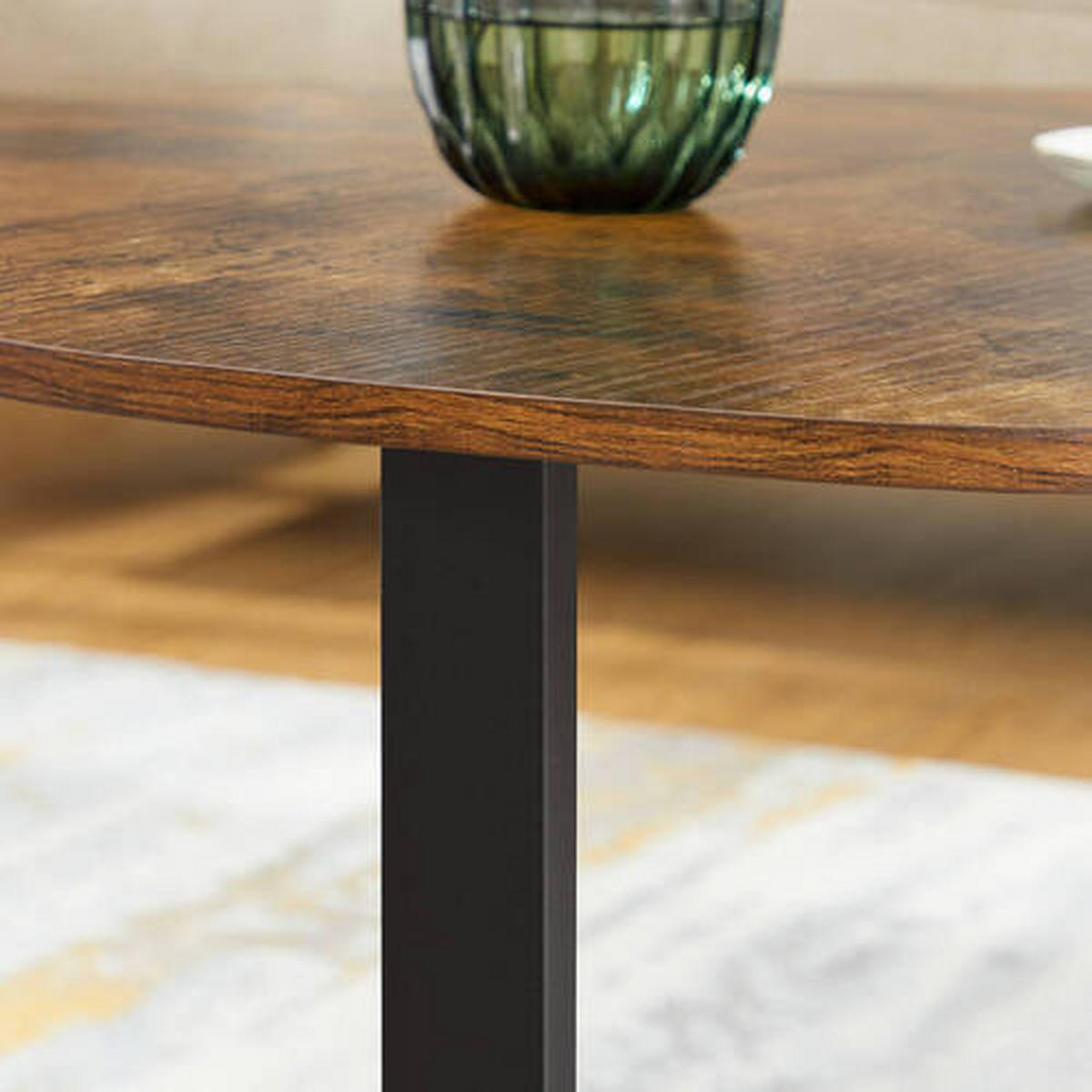 COUCHTISCH in Metall, Holzwerkstoff 88/88/47 cm  - Schwarz/Braun, Trend, Holzwerkstoff/Metall (88/88/47cm) - Boxxx