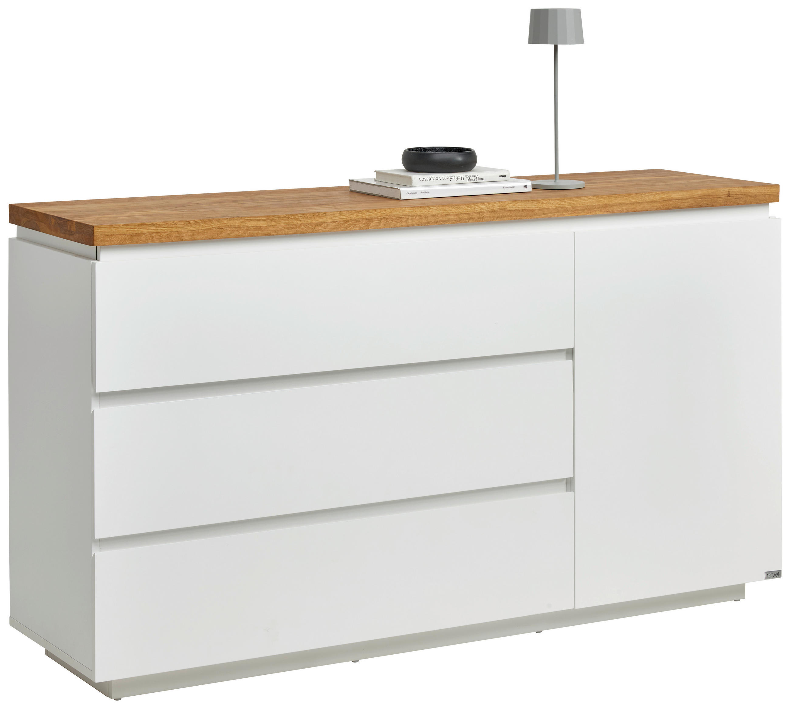 SIDEBOARD  in 145/82/42 cm  - Eichefarben/Weiß, KONVENTIONELL, Holz/Holzwerkstoff (145/82/42cm) - Novel