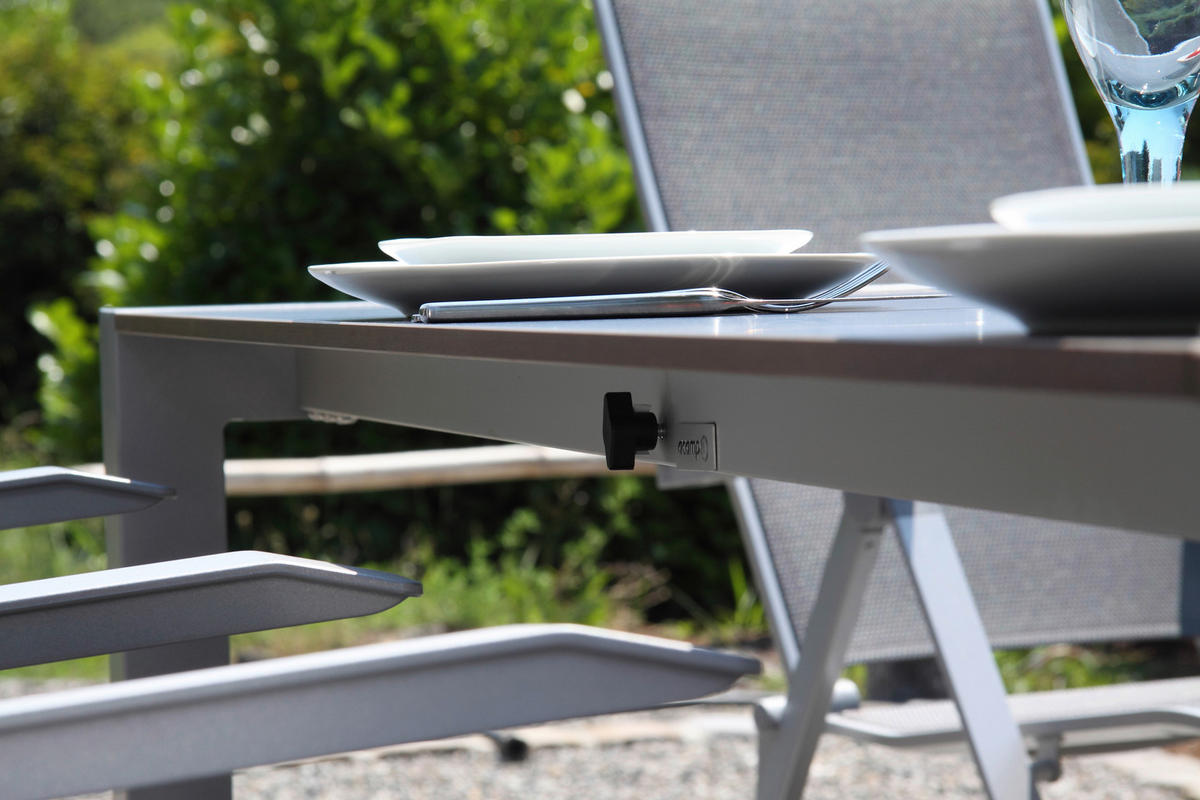 GARTENSET beschichtet Aluminium  - Platinfarben/Anthrazit, Basics, Textil/Metall (160+60/98/74cm) - Acamp