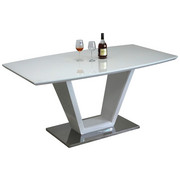 STOL ZA BLAGOVAONICU - bijela/boje oplemenjenog čelika, Design, staklo/drvni materijal (160/76/90cm) - Hom`in