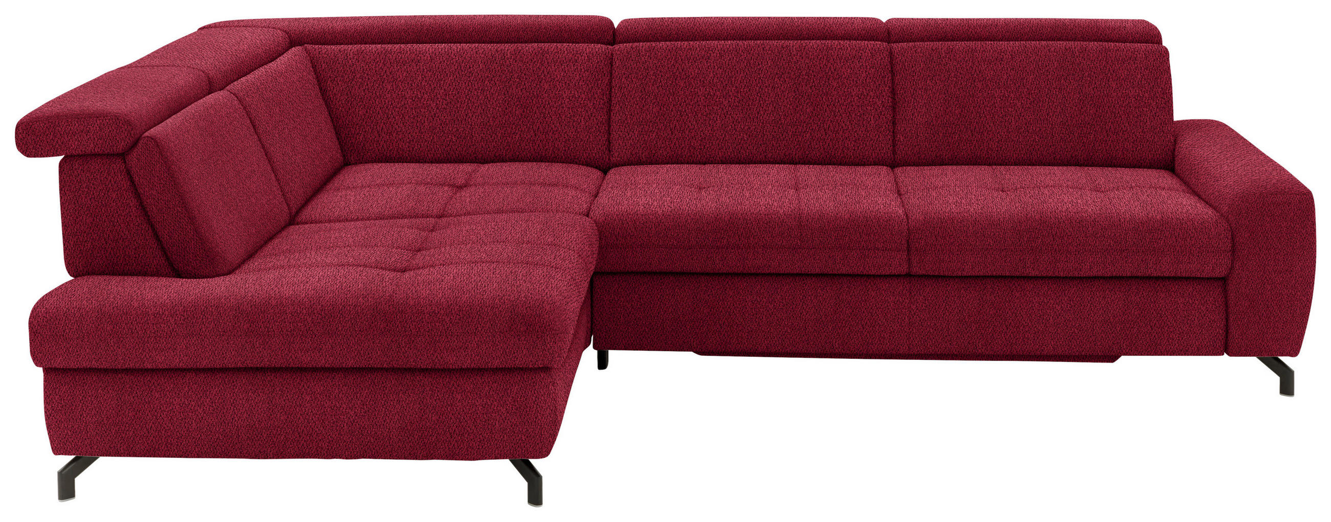 ECKSOFA in Chenille Rot  - Rot/Schwarz, Design, Textil/Metall (220/310cm) - Beldomo Style