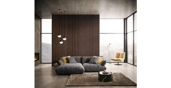 ECKSOFA in Flachgewebe Graubraun 185/264 cm - Graubraun/Schwarz, Design, Kunststoff/Textil (185/264cm) - Emilio Belluti