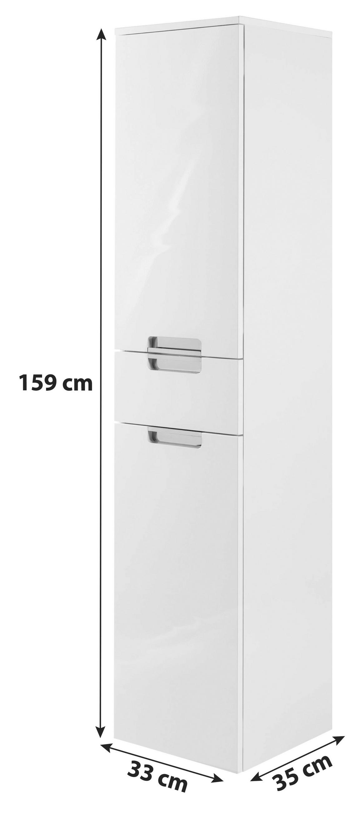 HOCHSCHRANK 33,0/159,0/35,0 cm  - Chromfarben/Weiß, MODERN, Holzwerkstoff/Metall (33,0/159,0/35,0cm) - MID.YOU