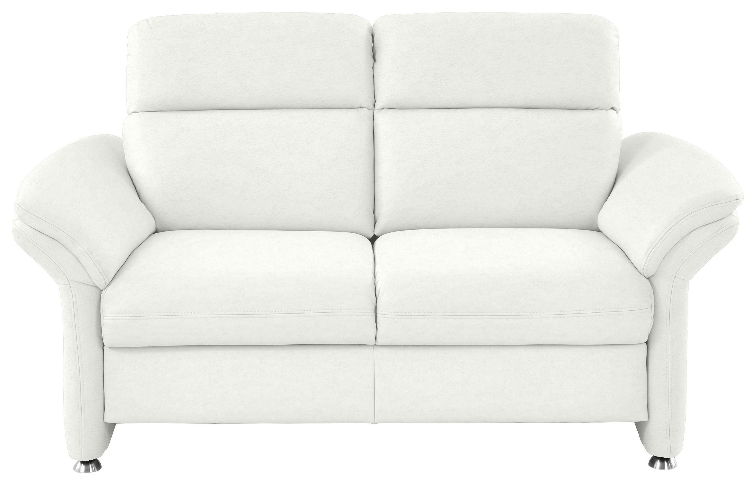 2-SITZER-SOFA in Echtleder Weiss  - Weiss/Alufarben, Konventionell, Leder/Metall (170/96/92cm) - Beldomo Premium