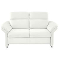 2-SITZER-SOFA in Echtleder Weiss  - Weiss/Alufarben, Konventionell, Leder/Metall (170/96/92cm) - Beldomo Premium
