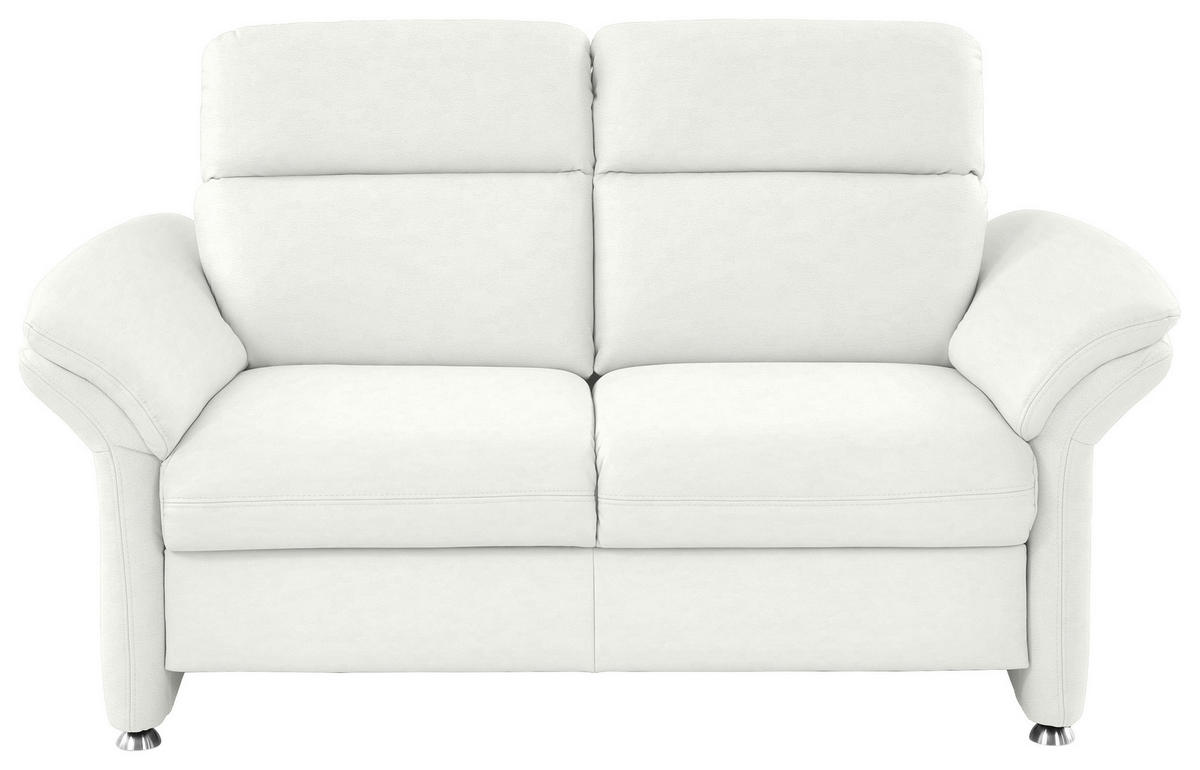 2-SITZER-SOFA in Echtleder Weiss  - Weiss/Alufarben, Konventionell, Leder/Metall (170/96/92cm) - Beldomo Premium