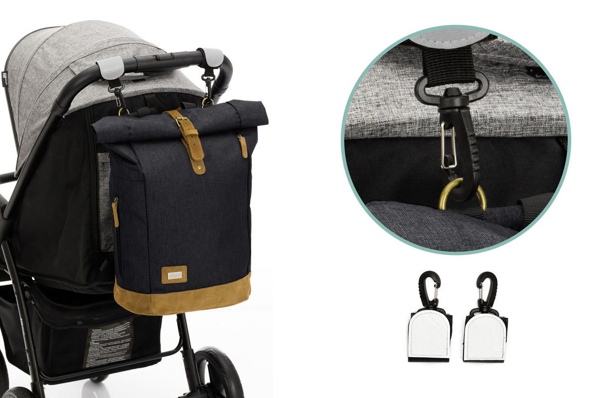 WICKELRUCKSACK Berlin  - Schwarz/Braun, Basics, Leder/Textil (28/16/55cm) - Fillikid