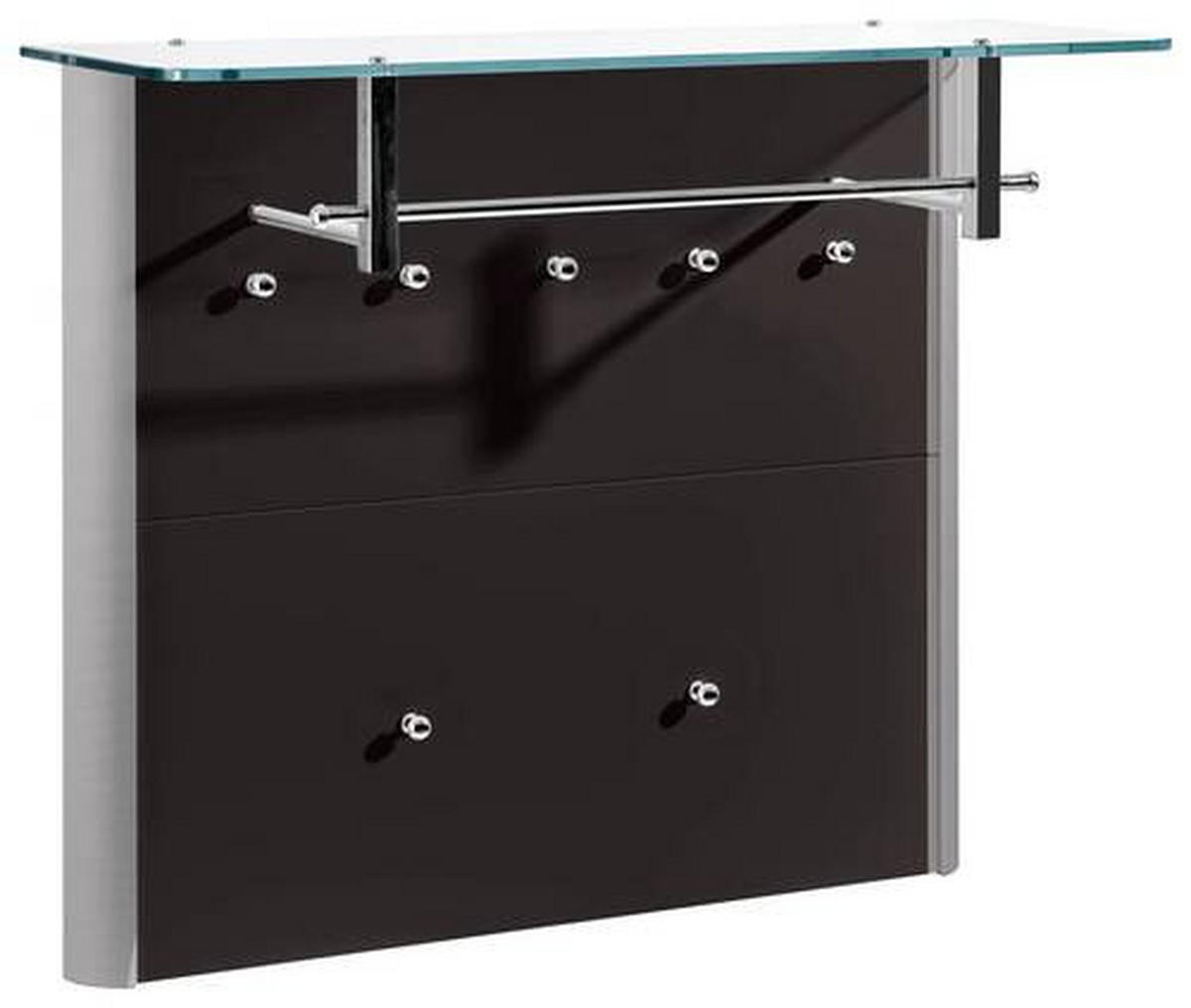 GARDEROBENPANEEL  in 96/78/33 cm  - Schwarz/Alufarben, Design, Glas/Holzwerkstoff (96/78/33cm) - Moderano