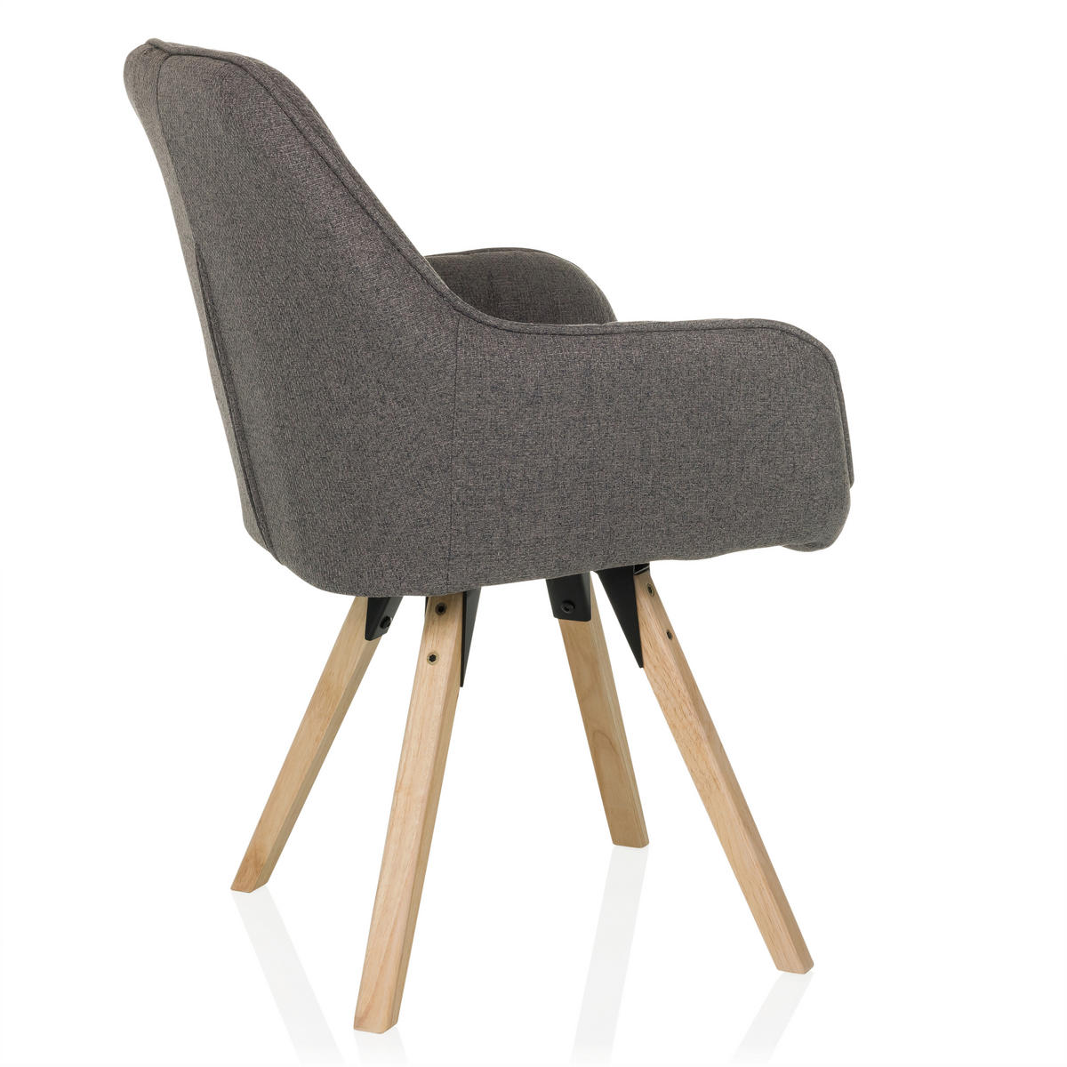 STOL MED ARMSTÖD flatväv  - mörkgrå/bokfärgad, Modern, trä/textil (56/84/62cm) - MID.YOU