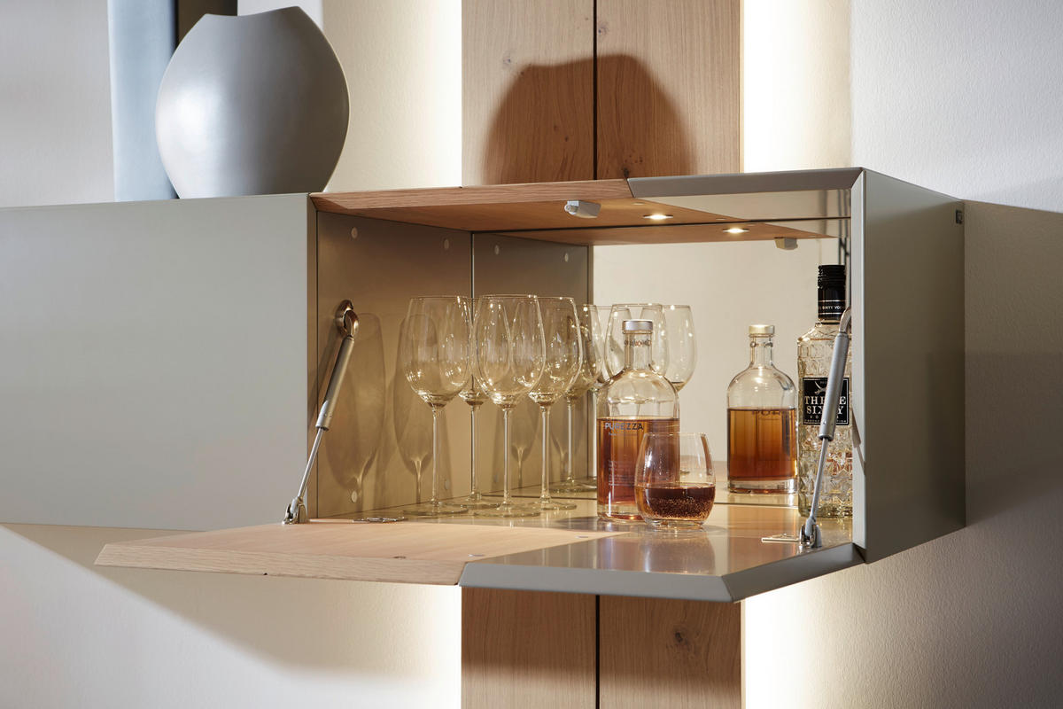 WOHNWAND  in Taupe, Eichefarben  286/190/42 cm  - Taupe/Eichefarben, Design, Holz/Holzwerkstoff (286/190/42cm) - Ambiente