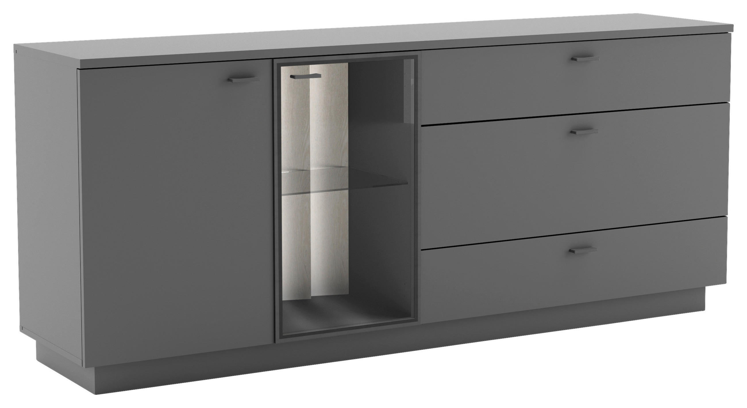 SIDEBOARD 192/81/44 cm  in Grau  - Silberfarben/Grau, Design, Glas/Holzwerkstoff (192/81/44cm) - Livetastic