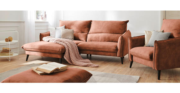 ECKSOFA in Velours Rostfarben  - Rostfarben/Schwarz, Design, Holz/Textil (170/238cm) - Carryhome