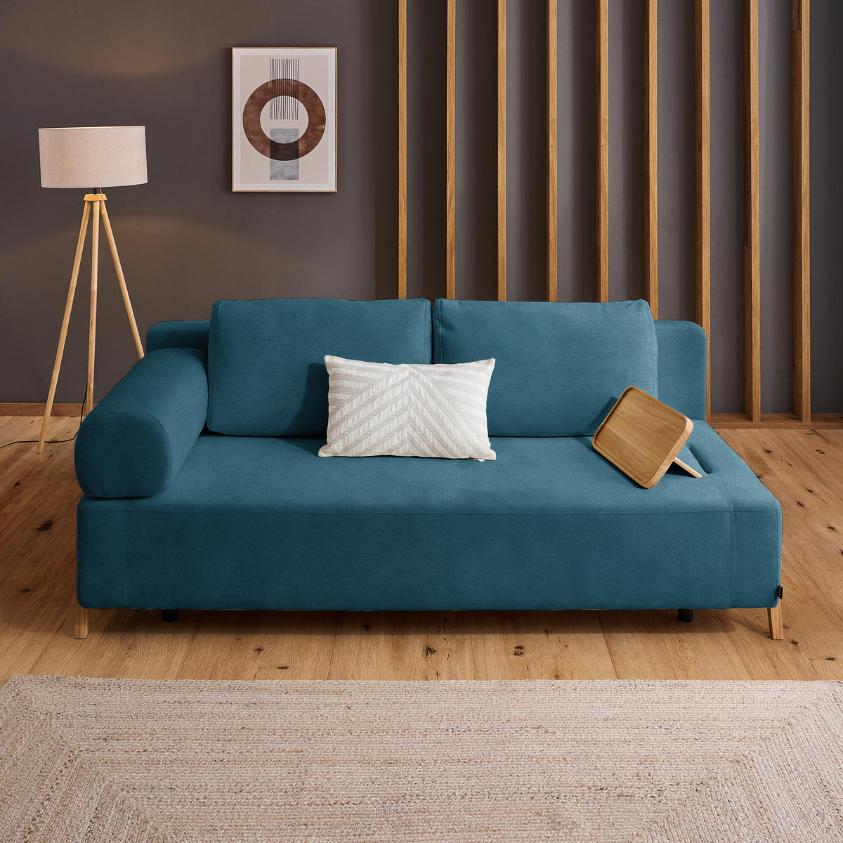 SCHLAFSOFA in Holz, Textil Blau  - Blau/Naturfarben, Design, Holz/Textil (211/88/102cm) - Niels Andersson