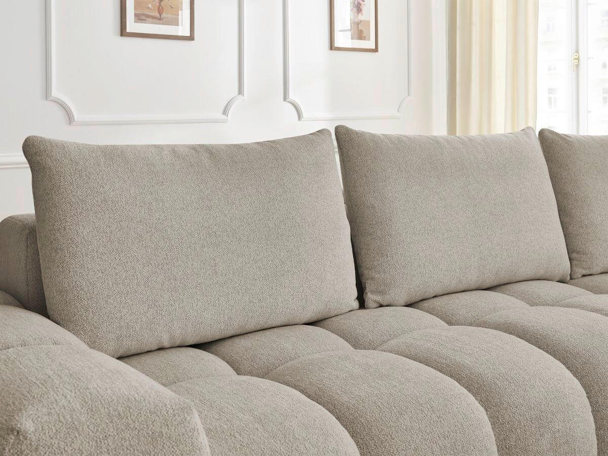 ECKSOFA Ottomane rechts  EVEREST Taupe Flachgewebe  - Taupe/Schwarz, MODERN, Kunststoff/Textil (352/210cm)