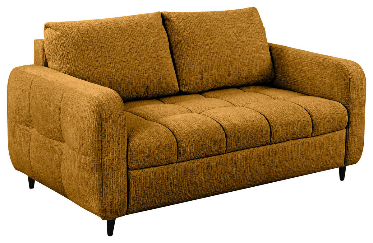 2-SITZER-SOFA Flachgewebe Senfgelb  - Senfgelb/Schwarz, MODERN, Holz/Textil (167/88/101cm) - Lomoco