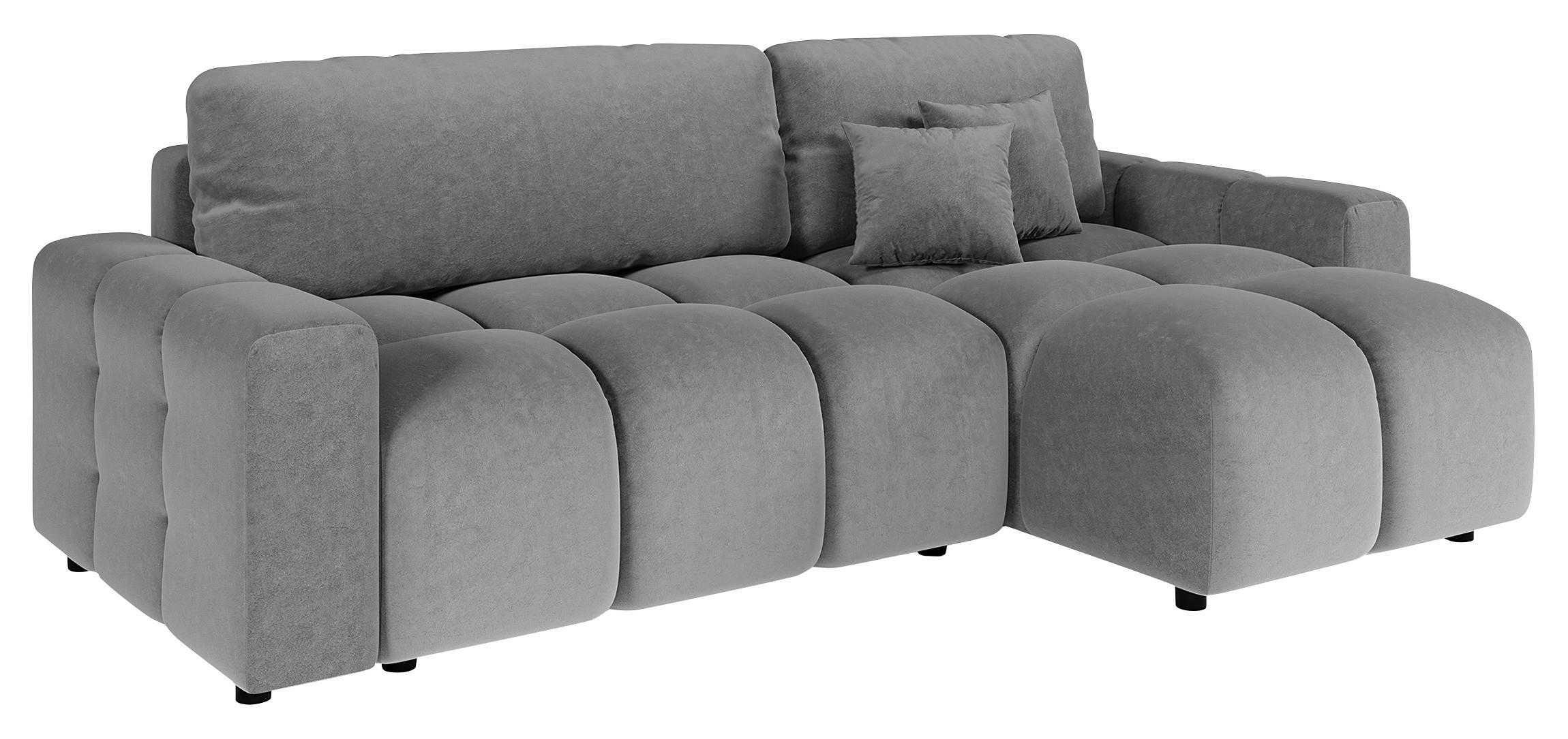 ECKSOFA Luki Grau Mikrofaser  - Schwarz/Grau, Design, Kunststoff/Textil (233/142cm) - Livetastic