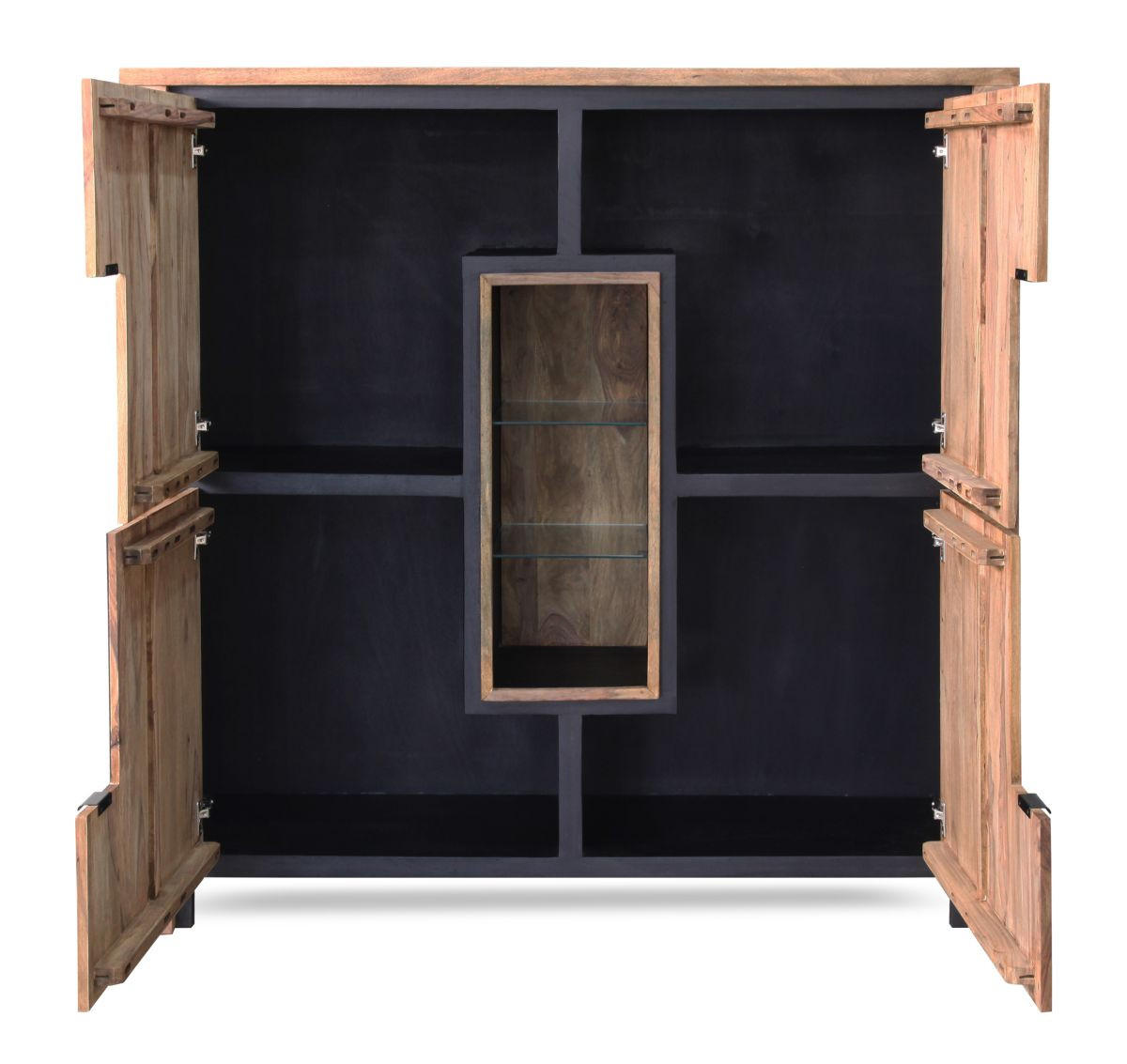 HIGHBOARD  in 150/150/45 cm  - Schwarz/Naturfarben, MODERN, Glas/Holz (150/150/45cm) - Livetastic