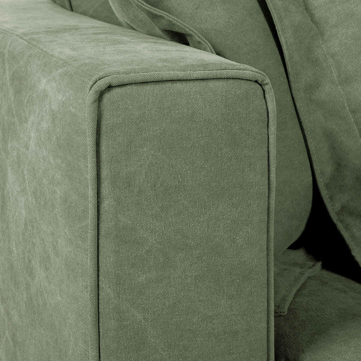ECKSOFA STELLA in Webstoff Olivgrün Zierkissen, Rückenkissen  222/238 cm  - Schwarz/Olivgrün, Design, Kunststoff/Textil (222/238cm) - P & B