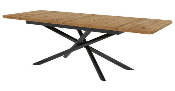 AUSZIEHTISCH in Holz 160 (240)/90/75 cm  - Wildeiche/Schwarz, Basics, Holz/Metall (160 (240)/90/75cm) - Linea Natura