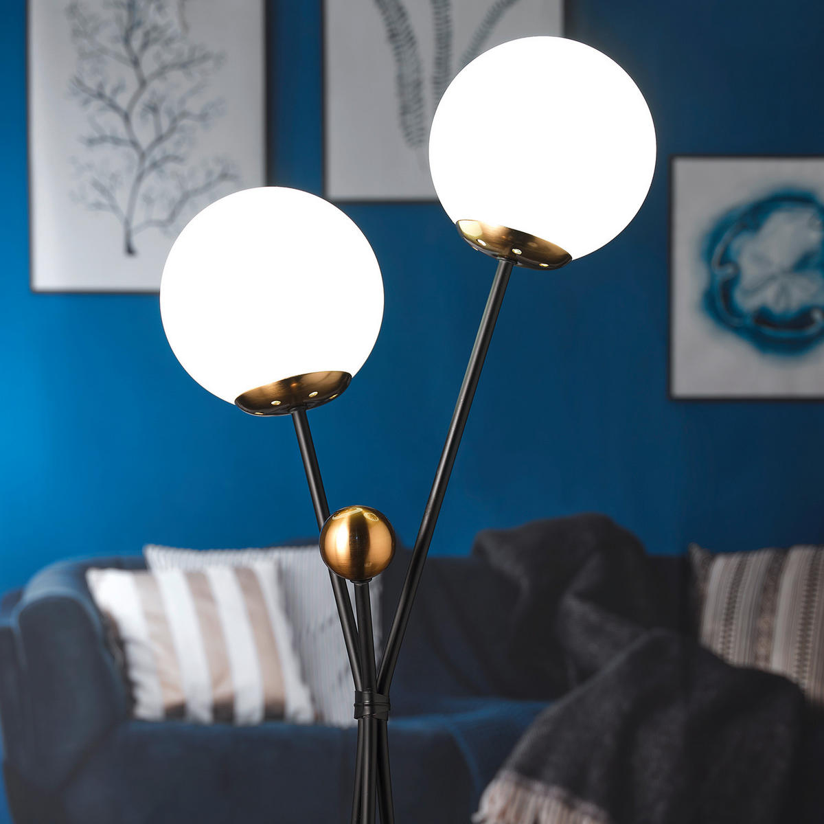 TISCHLEUCHTE 5043 BILLO 35/21/68 cm   - Weiß Hochglanz/Goldfarben, Basics, Kunststoff/Metall (35/21/68cm)