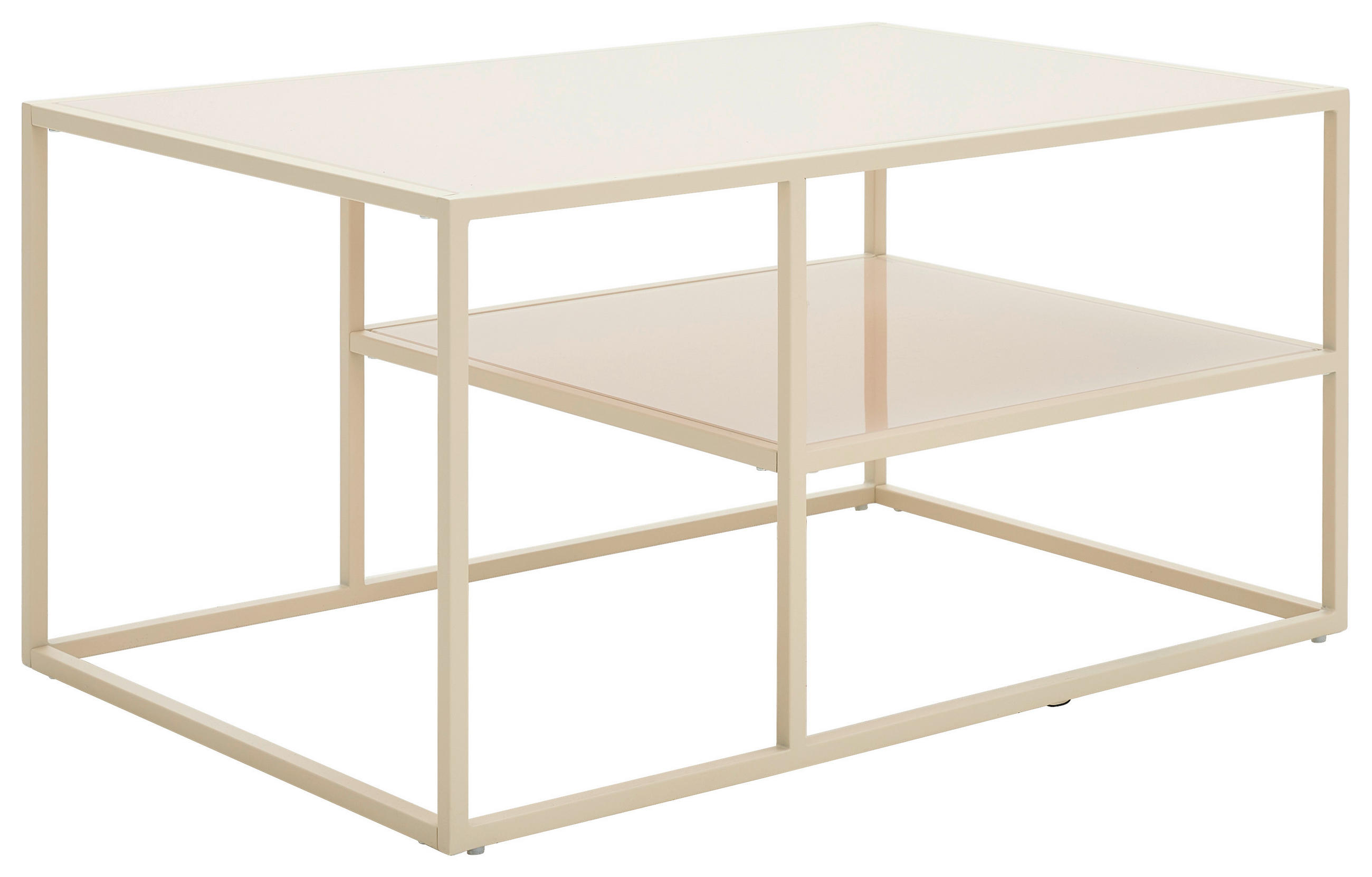 COUCHTISCH Kristallglas 90/60/45 cm rechteckig Creme  - Creme, Design, Glas/Metall (90/60/45cm) - Livetastic