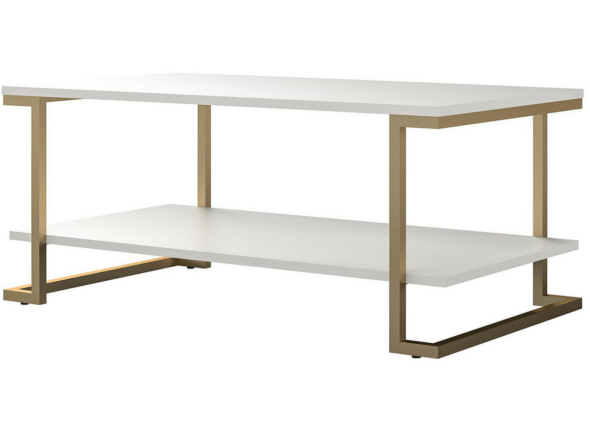 COUCHTISCH Camila 106/46/60 cm rechteckig Weiß  - Weiß/Bronzefarben, Design, Holzwerkstoff/Metall (106/46/60cm) - MID.YOU
