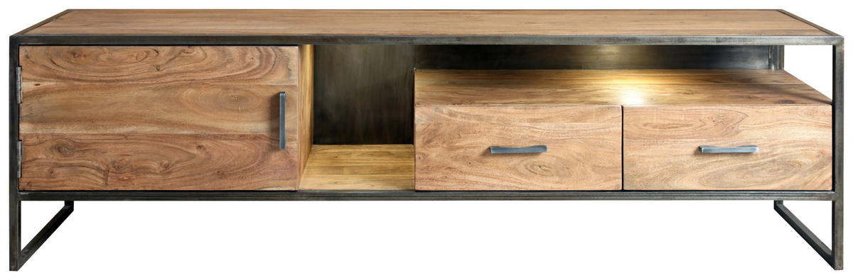 LOWBOARD 176/50/40 cm  - Akaziefarben, KONVENTIONELL, Holz/Metall (176/50/40cm) - Livetastic