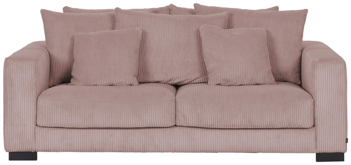 2,5-SITZER  in Cord Rosa  - Schwarz/Rosa, KONVENTIONELL, Holz/Textil (203/83/126cm) - Hom`in