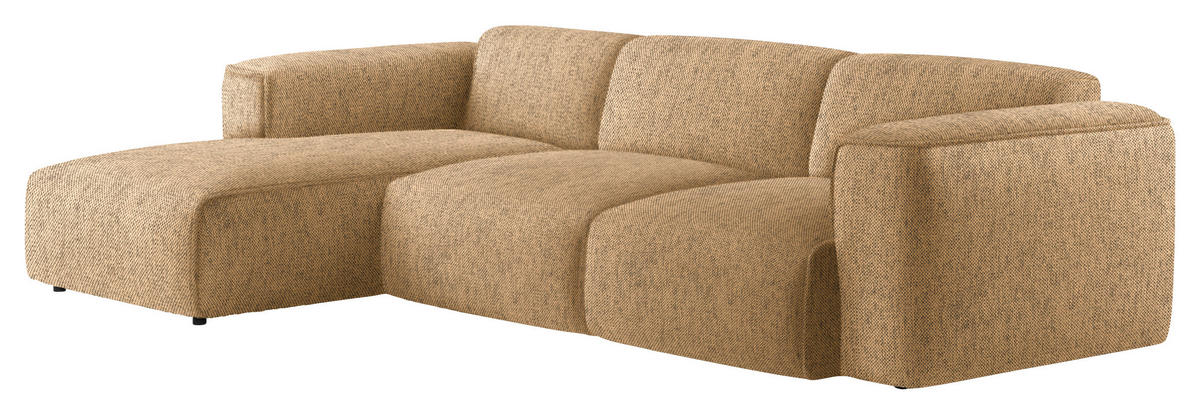 ECKSOFA Senfgelb Webstoff Rücken echt  - Senfgelb/Schwarz, Design, Kunststoff/Textil (171/290cm) - home24