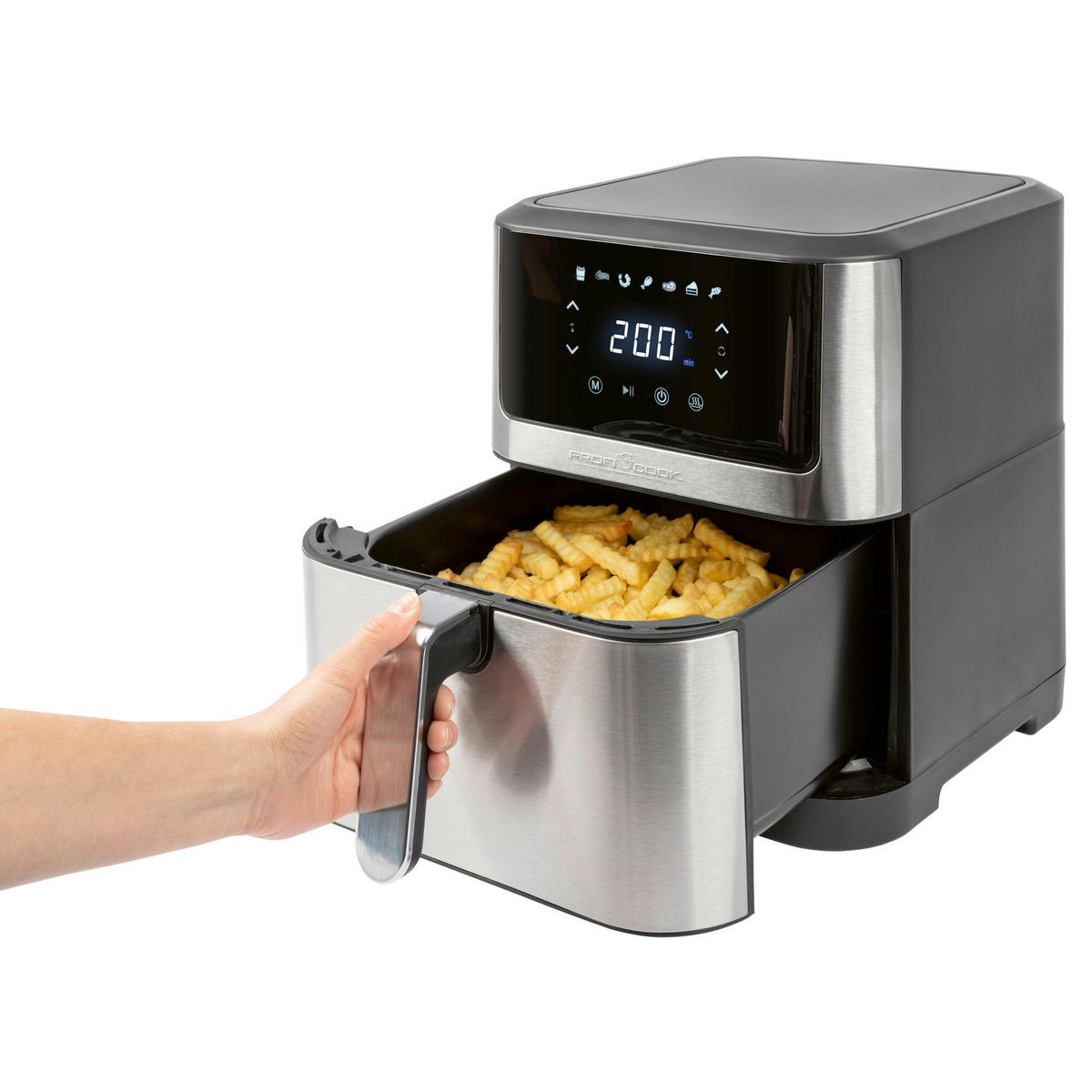 HEIßLUFTFRITTEUSE 8 L  - Edelstahlfarben, Basics, Kunststoff/Metall (29,4/35,9/39,9cm) - Bomann