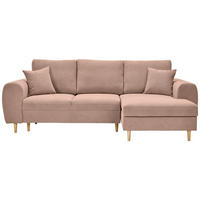 ECKSOFA Webstoff Altrosa  - Altrosa/Naturfarben, Konventionell, Holz/Textil (240/145cm) - MID.YOU