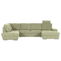 SOFFA i flatväv ljusgrön  - ljusgrön/kromfärg, Klassisk, textil/plast (217/338/180cm) - MID.YOU
