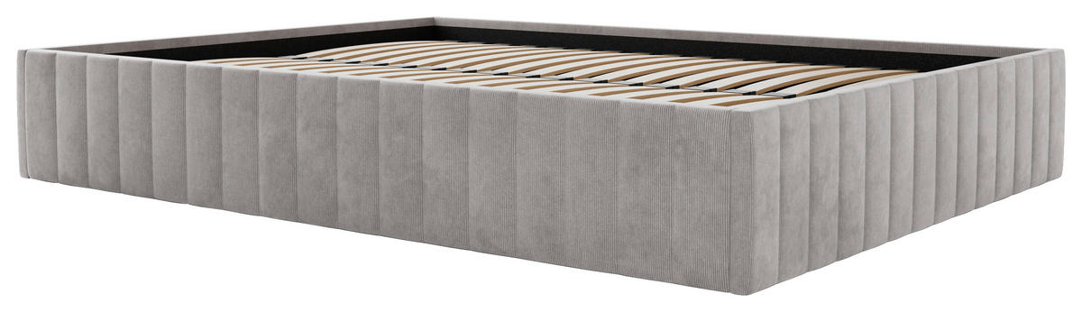 POLSTERBETT Bettkasten, Lattenrost 160/200 cm  in Hellgrau  - Hellgrau/Schwarz, Design, Holz/Textil (160/200cm) - Boxxx