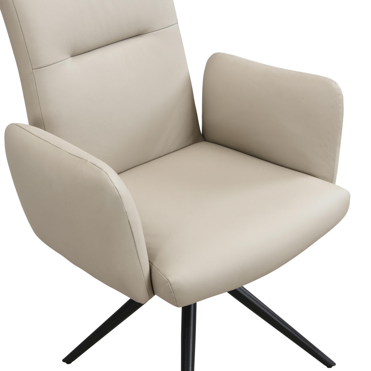 ARMLEHNSTUHL  Sitzfläche 360° drehbar, automatische Rückholfunktion  Echtleder  - Beige/Schwarz, Trend, Leder/Metall (63/89/62cm) - Novel
